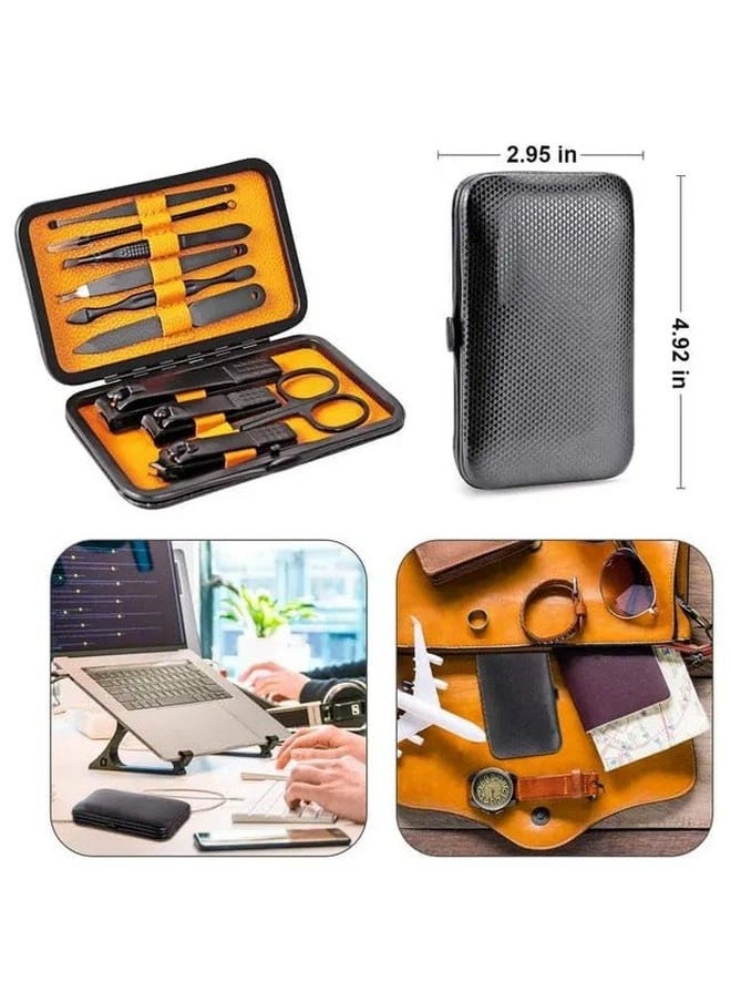 La belleza - Premium Manicure Pedicure Tool Set Professional Nail Kit With 10 Pcs Stainless Steel Grooming Kit Tools Athome Portable Women Travel Kit Nail Cutter Acne Remover Needle Blackhead Tool - Image 1