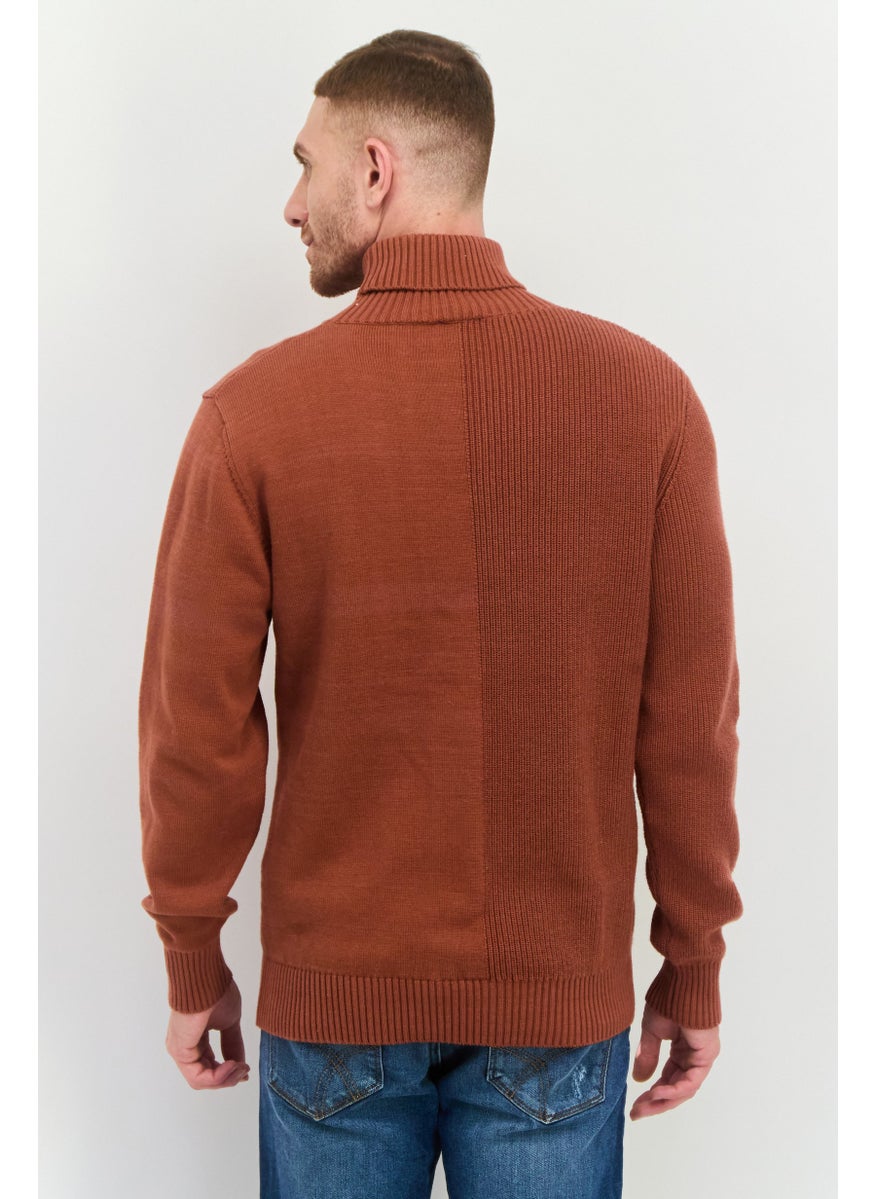 GAS Men Turtle Neck Knitted Sweater, Rust  - Image 2