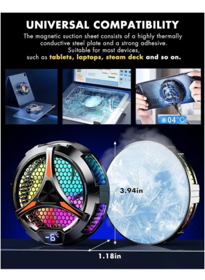 JAJEEK Magnetic iPad Tablet Cooler with Temperature Display – Universal USB-Powered Radiator Fan with RGB Lights | Compatible with iPad, Surface Pro, Samsung Galaxy Tab, Steam Deck & Smartphones | Portable Cooling Pad for Gaming, Streaming & Heavy Use - Image 3