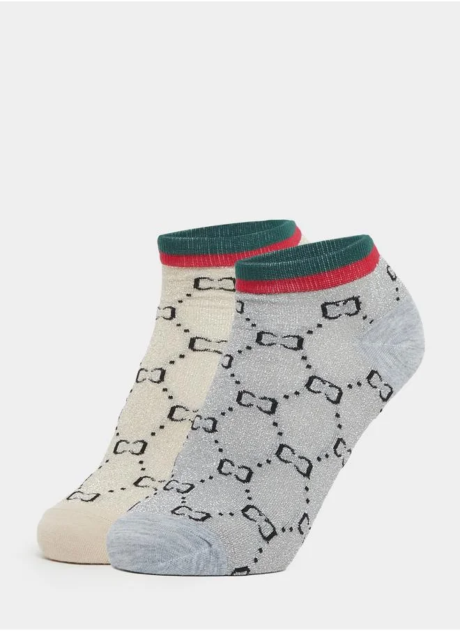 Styli Styli Set of 2 - Printed Ankle Socks