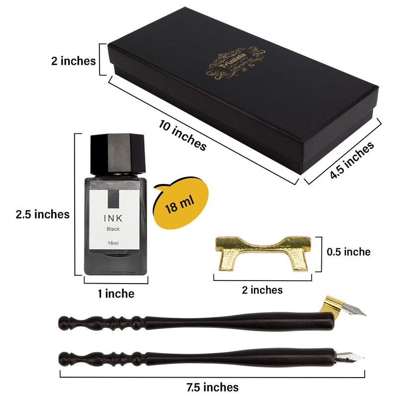 Trustela Calligraphy Set for Beginners, Dip Pen Set with 19 Nibs, Oblique Pen Holder, Wooden Pen Set - Image 4