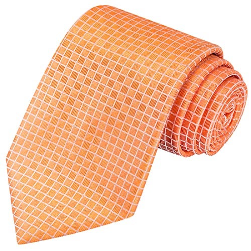 KissTies Mens Pumpkin Orange Tie Tangerine Necktie Wedding Ties For Men - Image 1