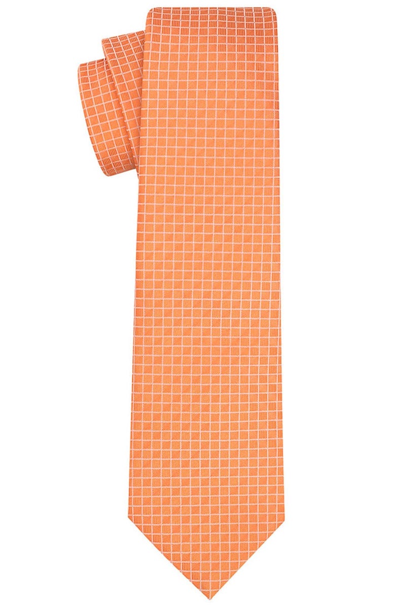 KissTies Mens Pumpkin Orange Tie Tangerine Necktie Wedding Ties For Men - Image 3