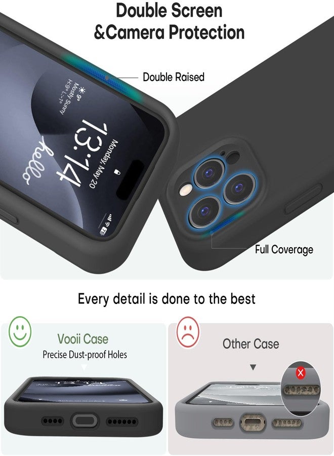 Vooii Compatible with iPhone 16 Pro Case, Liquid Silicone Upgrade [Camera Protection] [Soft Anti-Scratch Microfiber Lining] Shockproof Phone Case for iPhone 16 Pro 6.3 inch - Black - Image 3