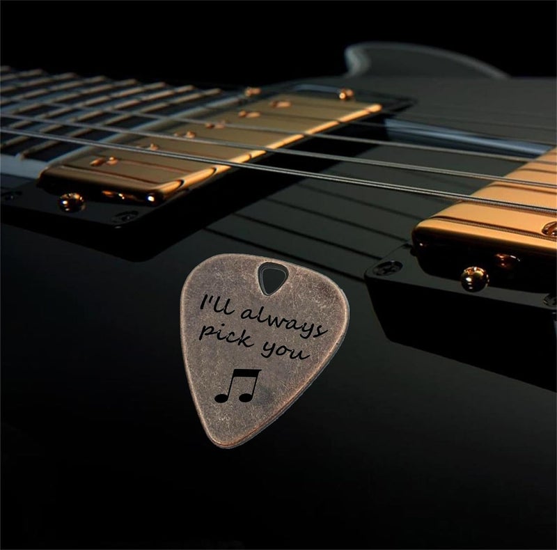 JUPPE Bronze Copper I'll Always Pick You Guitar Pick With Leather Case Personalized Birthday Gifts For Couples, Music Gifts For Him and Her (Bronze I'll Always Pick You) - Image 3