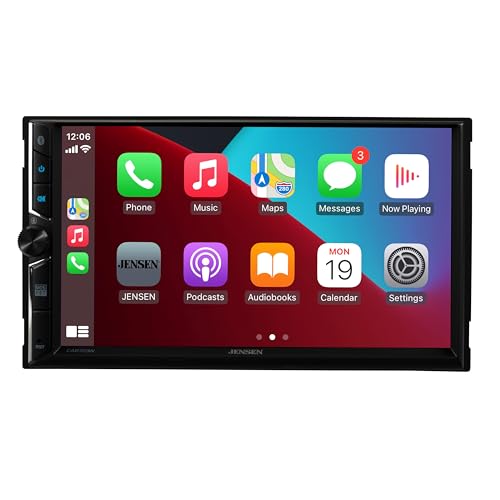 Jensen CAR723W 7-inch Certified Apple CarPlay Android Auto Wired or Wireless | Double DIN Touchscreen Car Stereo Radio | Bluetooth | Backup Camera Input | USB Playback & Charge - Image 1