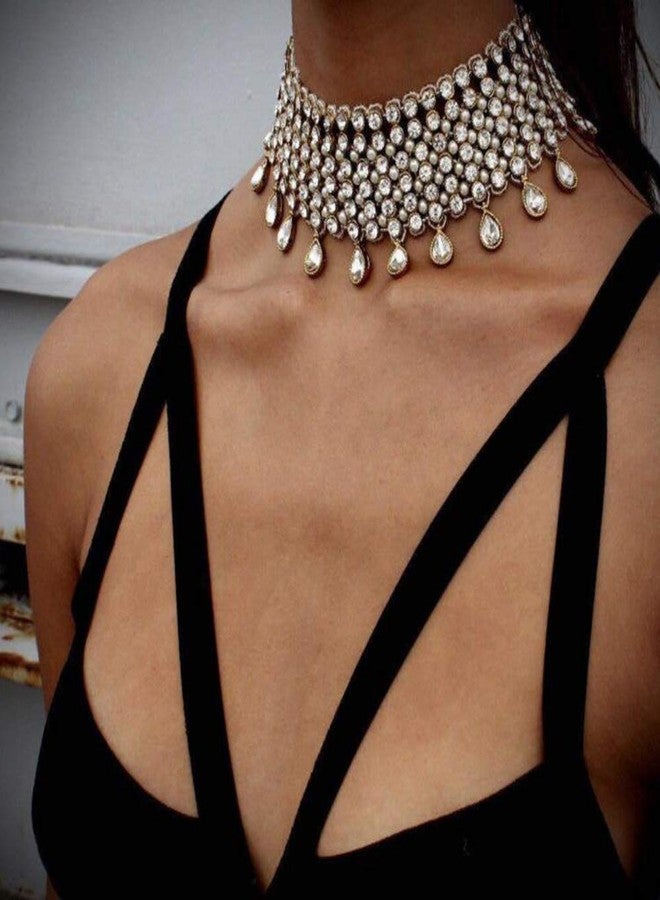 يرتير طقم مجوهرات YERTTER عتيق بوهيمي مرصع بالكامل بأحجار الراين، مع قلادة متعددة الطبقات وسلسلة سميكة مميزة للنساء - Image 2