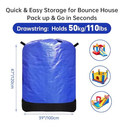 QYILUARE Heavy Duty WaterResistant Inflatable Bounce House Storage Bag with Drawstring Flat 39 x 47 for Residential Commercial UseBlue - Image 5