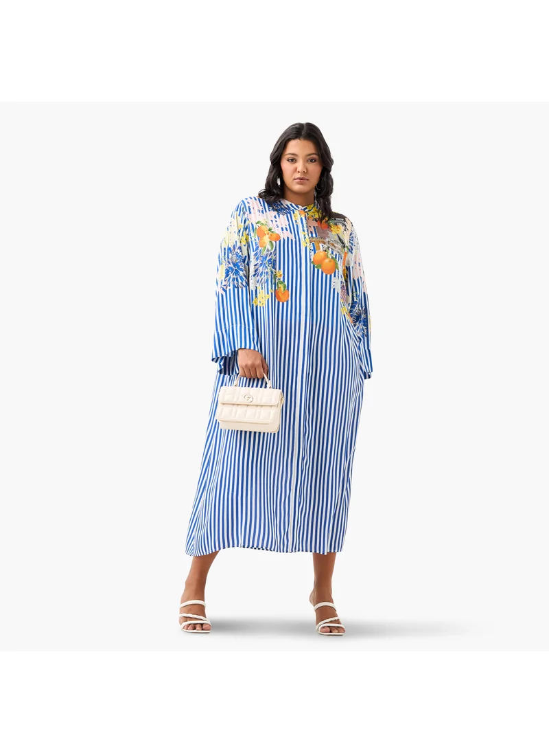 Ulla Popken Plus Size Ulla Popken Striped Midi Shirt Dress