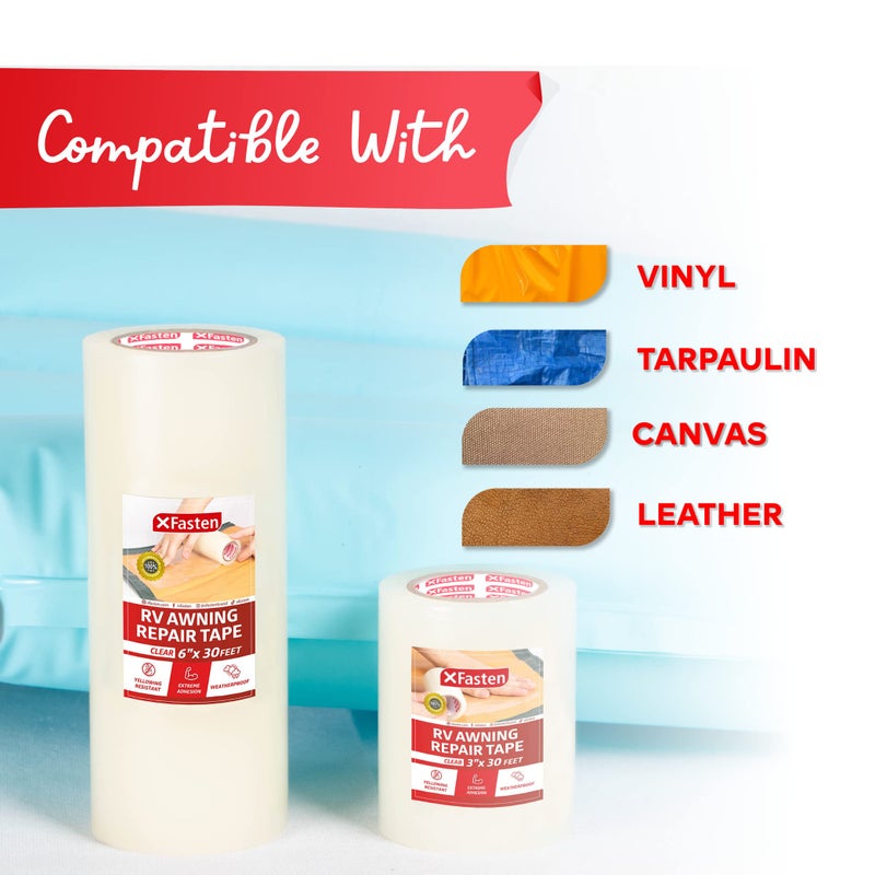 XFasten RV Awning Repair Tape, 3-Inches x 30 Feet, Waterproof Rip Stop Patch for Vinyl, RV punctures, Camper, Awning, Canopy, Tents, Tarpaulin and Greenhouse - Image 5