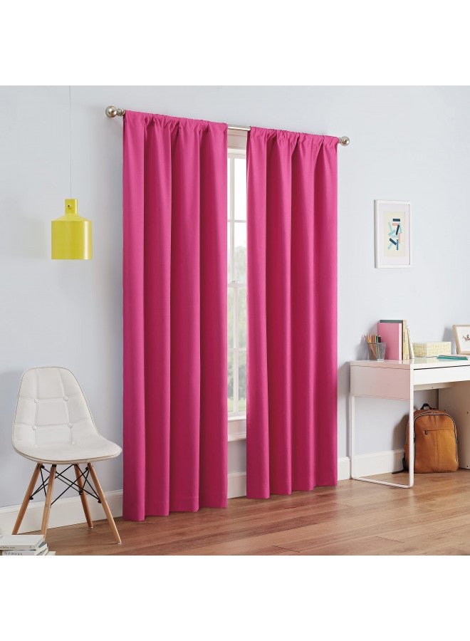 ECLIPSE Kendall Modern Blackout Thermal Rod Pocket Window Curtain for Bedroom or Living Room (1 Panel), 42 X 63, Raspberry - Image 1