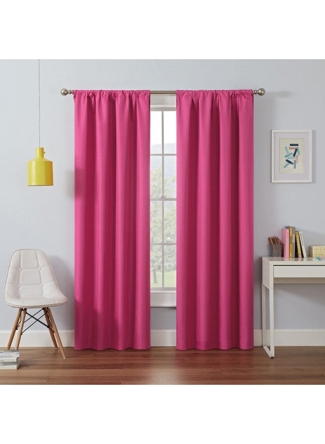 ECLIPSE Kendall Modern Blackout Thermal Rod Pocket Window Curtain for Bedroom or Living Room (1 Panel), 42 X 63, Raspberry - Image 2