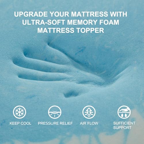 SINWEEK 3 Inch Mattress Topper 5-Zone Memory Foam Mattress Topper Pressure Relieve Soft Mattress Pad, CertiPUR-US Certified, Twin Size Blue - Image 3