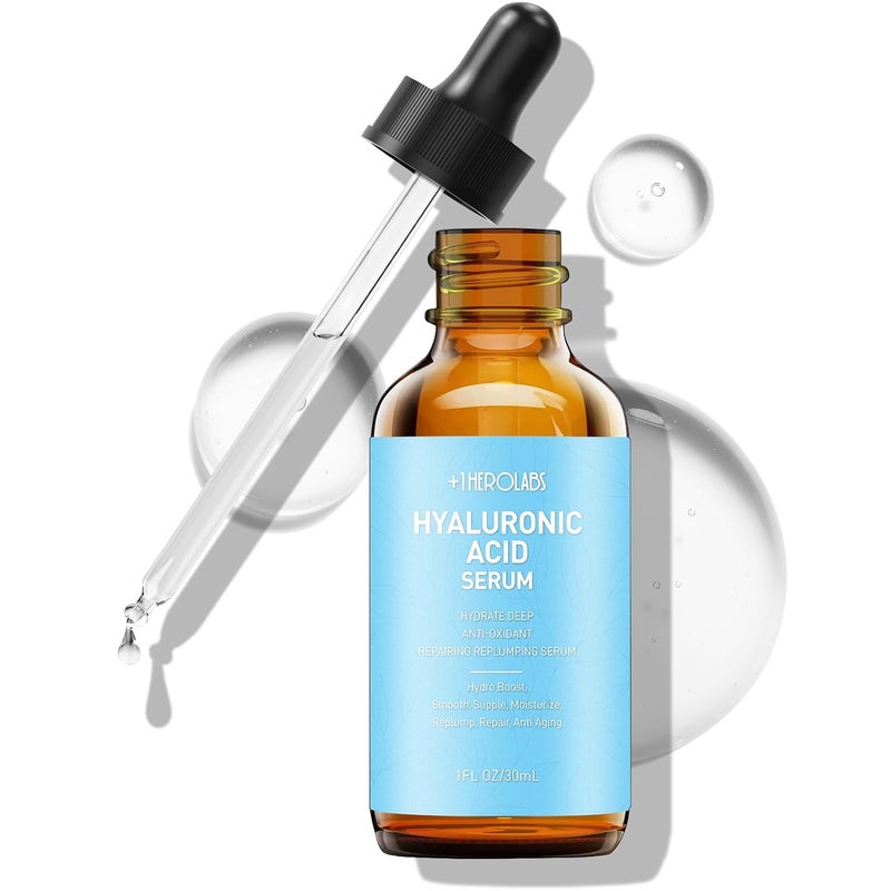 +1HEROLABS Hyaluronic Acid Serum for Face Anti Aging Fine Lines Dark Spots Dry Skin Hydrating Facial Serum Best Face Serum for Moisturizing and Wrinkle Reducing 1 fl oz - Image 1