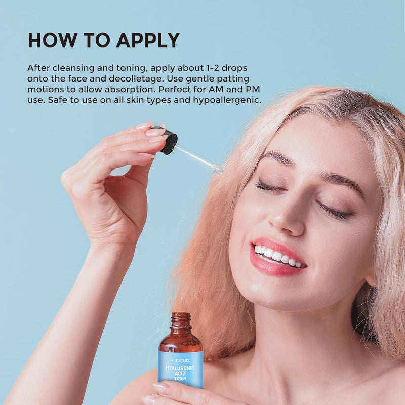 +1HEROLABS Hyaluronic Acid Serum for Face Anti Aging Fine Lines Dark Spots Dry Skin Hydrating Facial Serum Best Face Serum for Moisturizing and Wrinkle Reducing 1 fl oz - Image 4