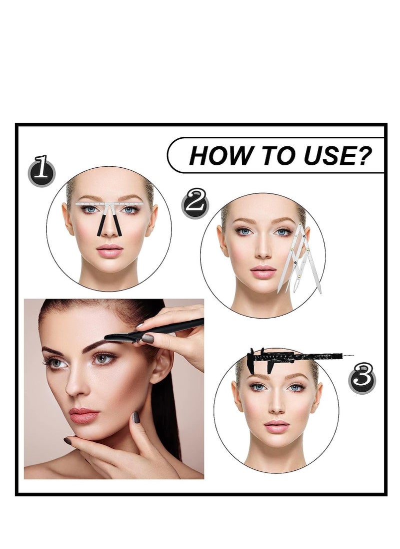 Generic Eyebrow Ruler 3 Point Positioning Mini Caliper Double Scale Vernier Golden Ratio Microblading Gauge Measuring Tool with Shaver  - Image 2