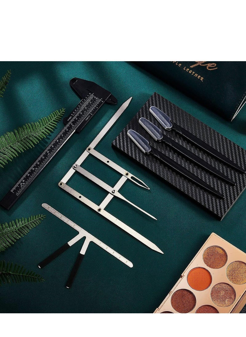 Generic Eyebrow Ruler 3 Point Positioning Mini Caliper Double Scale Vernier Golden Ratio Microblading Gauge Measuring Tool with Shaver  - Image 5