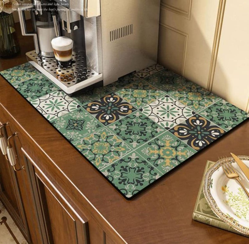 Cciphy Cute Coffee Maker Mat for Countertops Bar Accessories, Colorful Dish Drying Pad for Kitchen, Absorbent Quick Drying Mat, 16 X20 inch - Image 1