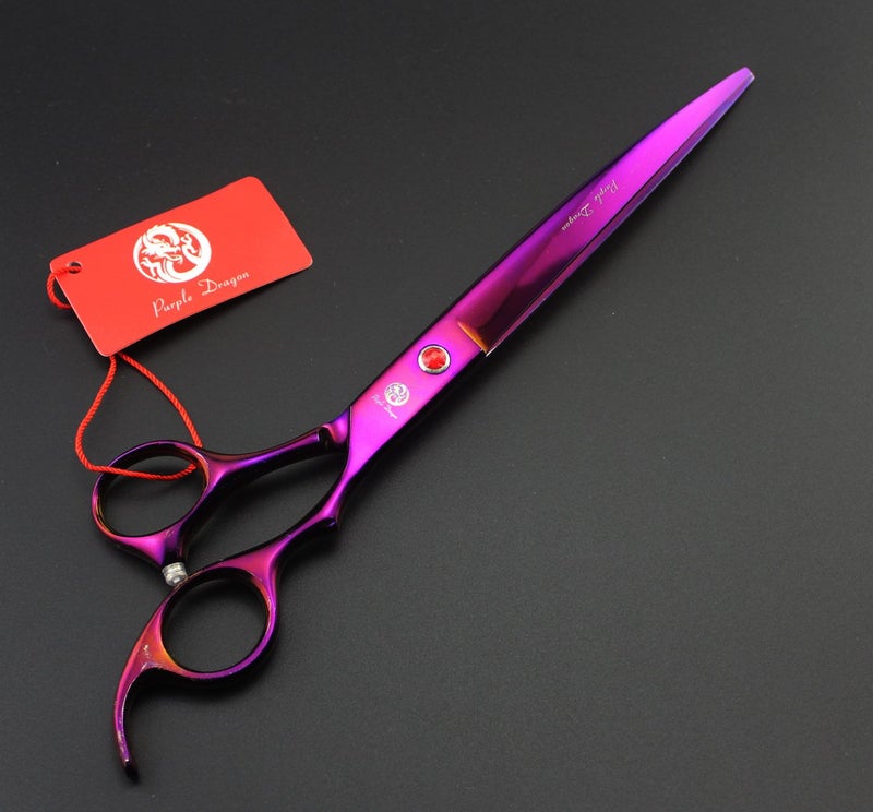 Purple Dragon 8.0 inch Professional Pet Grooming Scissors,Dog Straight Shear, Thinning/Blending Scissor & 2 PCS Curved Shear with Bag (Purple) - Image 2