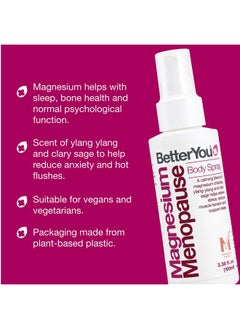 BetterYou BetterYou Magnesium Menopause Body Spray, Blend of Pure Magnesium Chloride, Ylang-ylang and Clary Sage for Menopausal Symptoms, Stress Relief, and Restful Sleep, 100ml  - Image 4