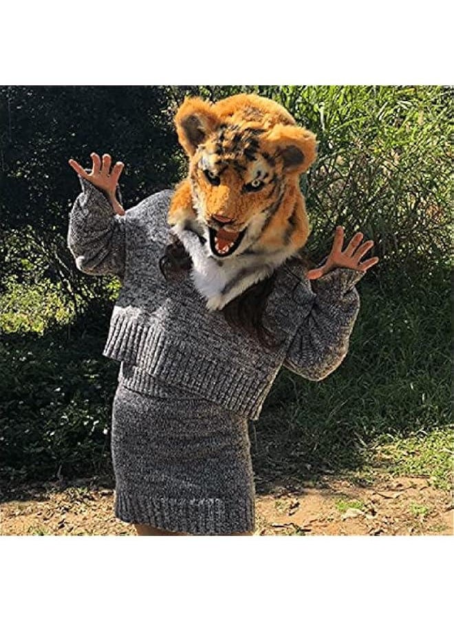 Realistic Premium King Tiger Head Mask Mover Jaw Animal Cosplay Hat for   Party Costume  - Image 3