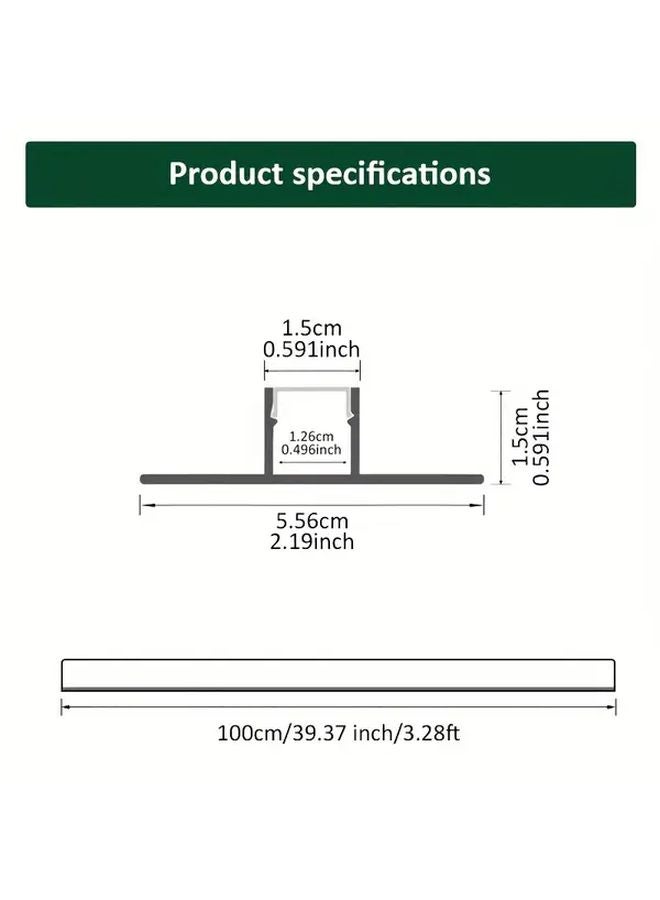 Silvery Aluminum LED Light Strip Diffuser Channel With White Cover 1m 6pcs - Image 4