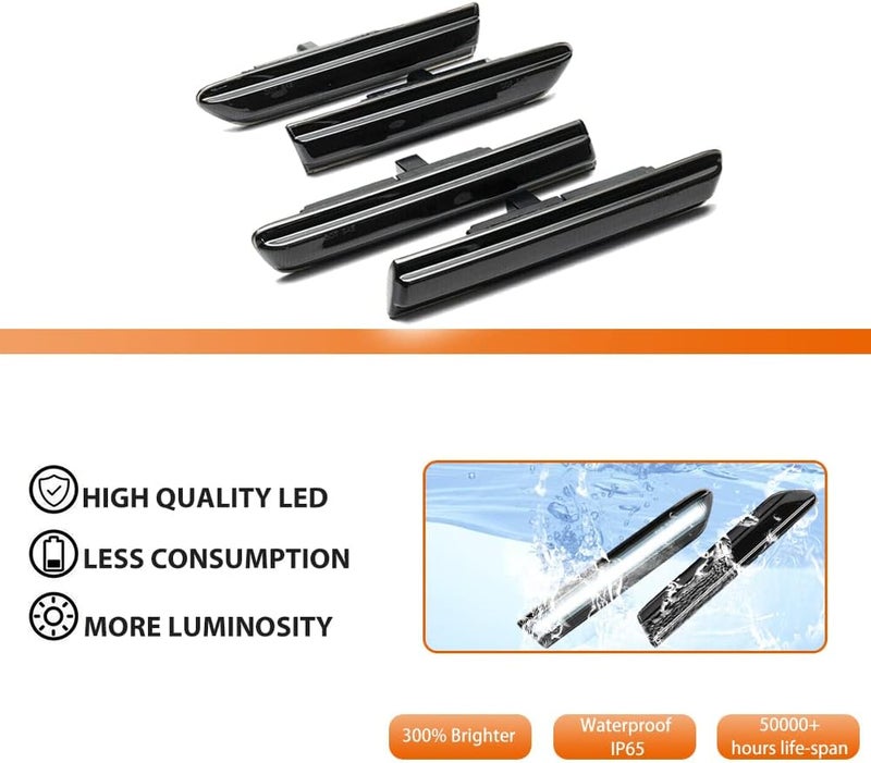 Adiil 4PCS White Full LED Front and Rear Side Marker Lights for 2004-2008 Acura TL - Image 2