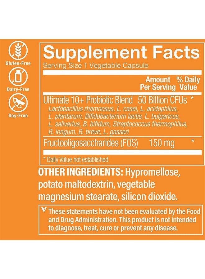 The Vitamin Shoppe Ultimate 10+ Probiotics, 50 Billion CFUs for Digestive Health, Immune Support and Respiratory Health (30 Vegetable Capsules) - Image 3