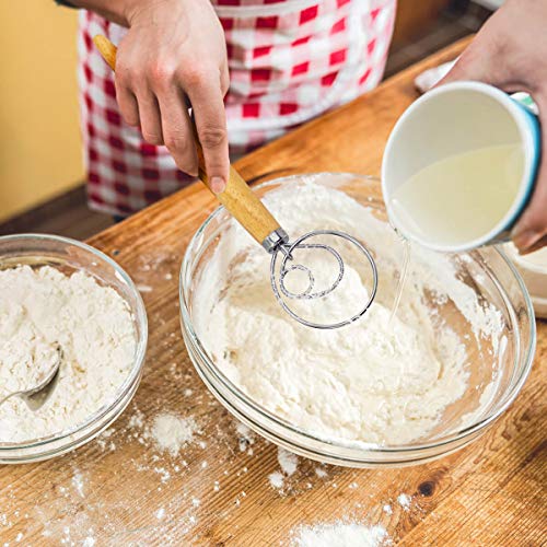 FUANRTK Danish Dough Whisk Bread Mixer，2 Pack Premium Stainless Steel Dutch Whisk With a Dough Scraper for Bread, Pastry or Pizza Dough - Perfect Baking - Image 5