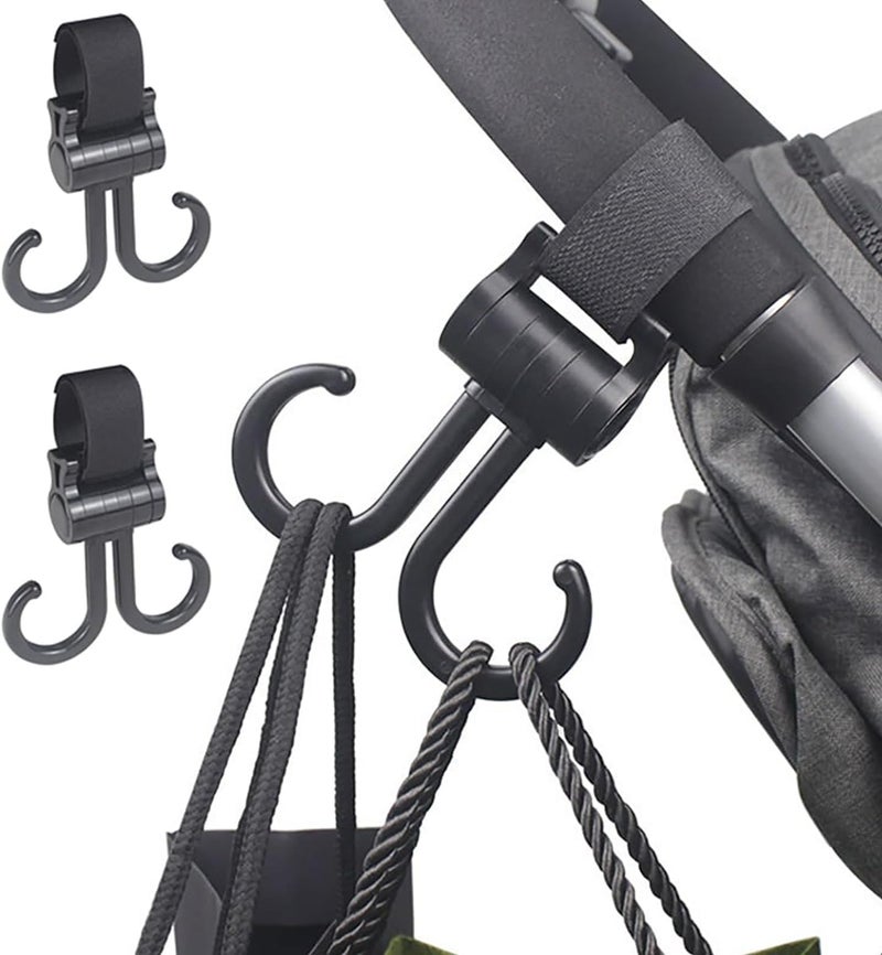 ToolHouse Multi Purpose Stroller Hooks, 2 Pack 360-degree Rotating Stroller Carriage Storage Bag Hooks, Pram Hooks, Heavy Duty Non-Slip Stroller Universal Hooks  Accessories - Image 1