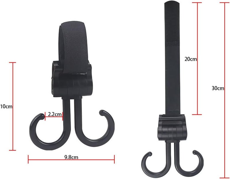 ToolHouse Multi Purpose Stroller Hooks, 2 Pack 360-degree Rotating Stroller Carriage Storage Bag Hooks, Pram Hooks, Heavy Duty Non-Slip Stroller Universal Hooks  Accessories - Image 2