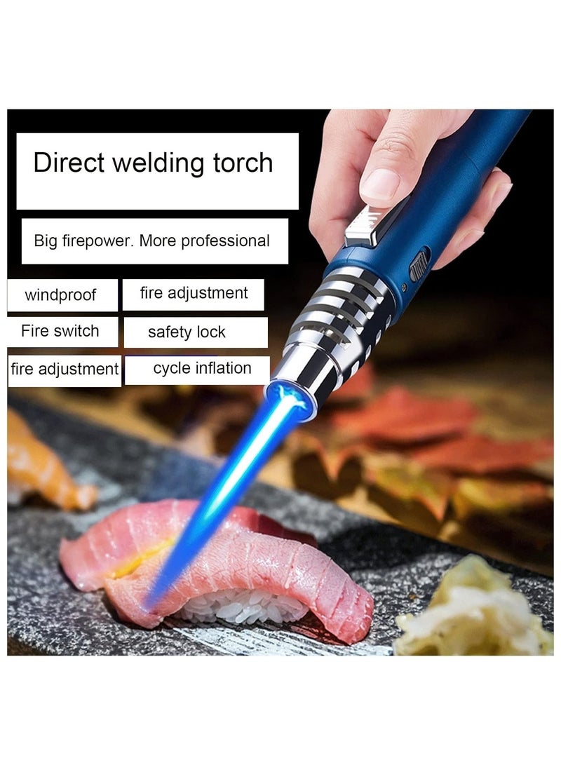 Blue Flame Torch Lighter – Windproof Butane Lighter with Adjustable Flame & Safety Lock | Refillable Jet Lighter for Cigars, BBQ, Camping, Kitchen, & Outdoor Use – Premium Metal Build - Image 3