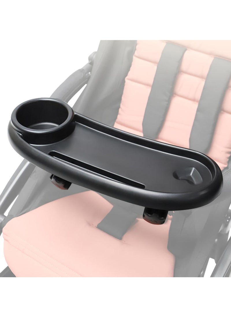 Kimaya 3 In 1 Stroller Cup Holder with Snack Tray & Phone Holder, Universal Stroller Snack Tray for Baby Bottle, Removable Stroller Cup Holder, Black, ABS Material  - Image 3