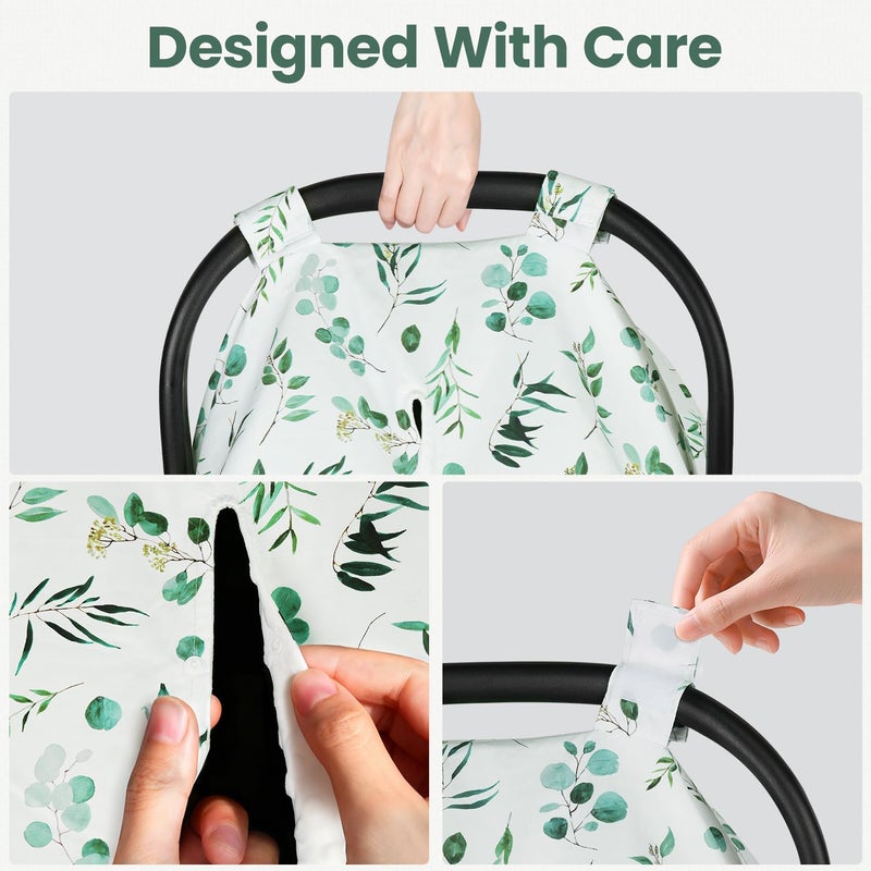Rquite Car Seat Cover Baby, Carseat Covers Baby Girl, Winter Infant Car Seat Cover, Warm Minky Car Seat Canopy, Baby Carrier Cover with Peekaboo Opening, Multi Use Nursing Cover & Toddler Blanket - Image 3