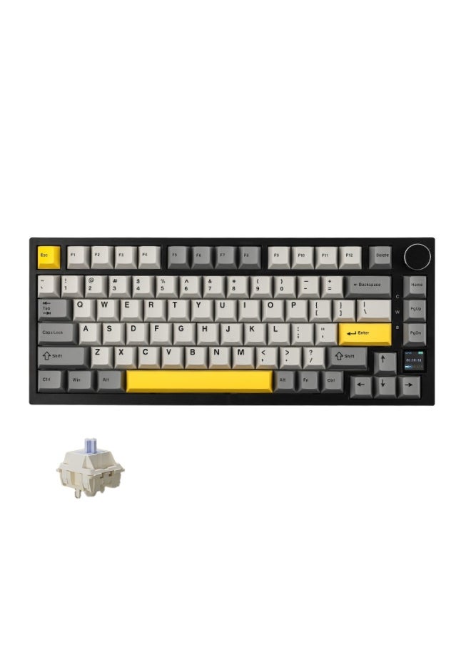 لوحة مفاتيح ميكانيكية لاسلكية AK820 Pro 75% مع شاشة TFT ذكية ومقبض، ولوحة مفاتيح ألعاب مثبتة بحشية، وبلوتوث/2.4 جيجاهرتز/USB-C سلكية