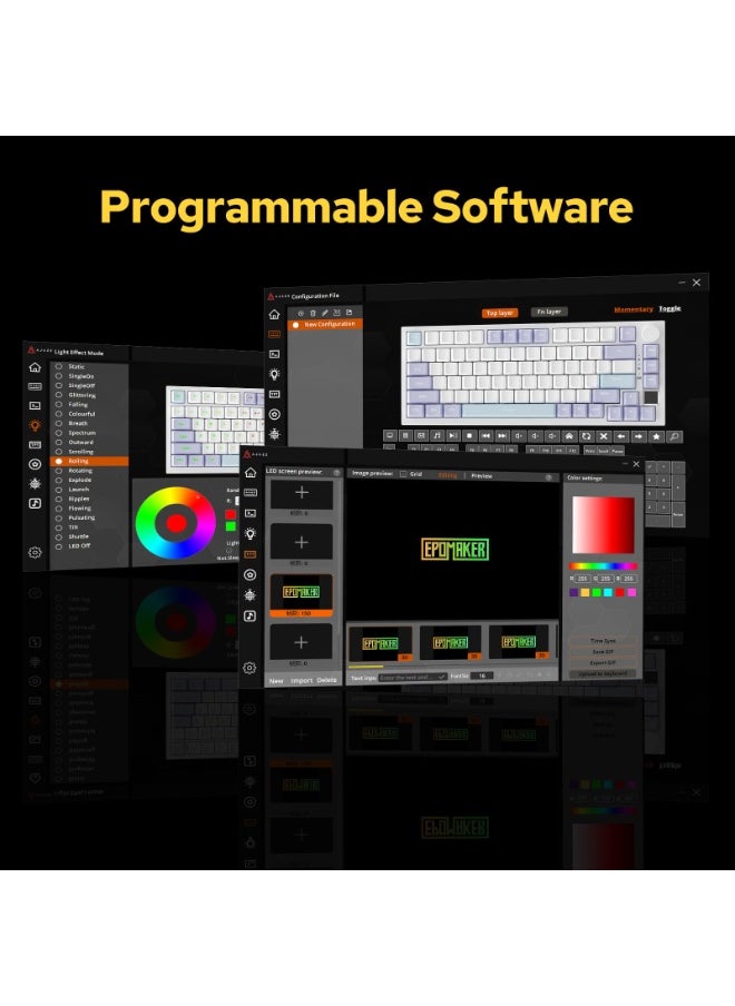 لوحة مفاتيح ميكانيكية لاسلكية AK820 Pro 75% مع شاشة TFT ذكية ومقبض، ولوحة مفاتيح ألعاب مثبتة بحشية، وبلوتوث/2.4 جيجاهرتز/USB-C سلكية