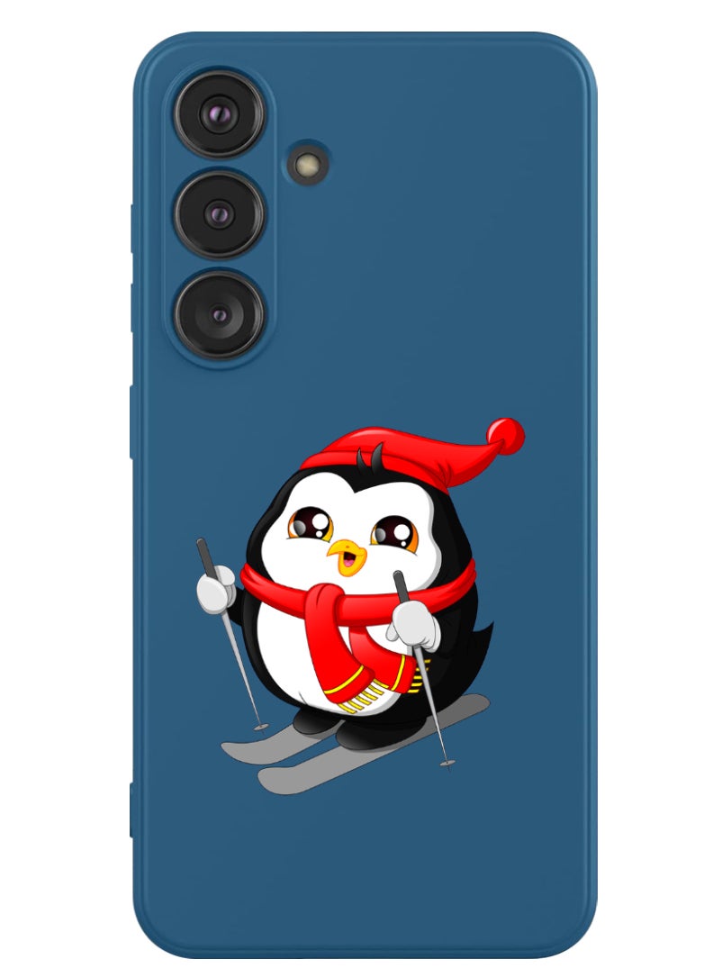 Theodor Protective Slim Fit Case Liquid Silicone Cover with Full Body Protection Anti-Scratch Shockproof Case For Samsung Galaxy S24 (Blue) - skating penguin  - Image 1