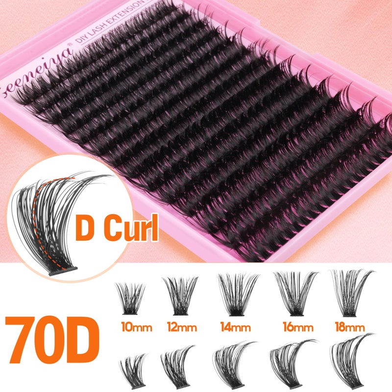 Geeneiya Full Lash Extension Kit 10-18MM Volume Eyelash Extension Kit D Curl Cluster Lashes Individual Eyelashes Kit with Waterproof Lash Bond and Seal, Lash Tweezers (10-18MM, 280Pcs, 70P) - Image 4