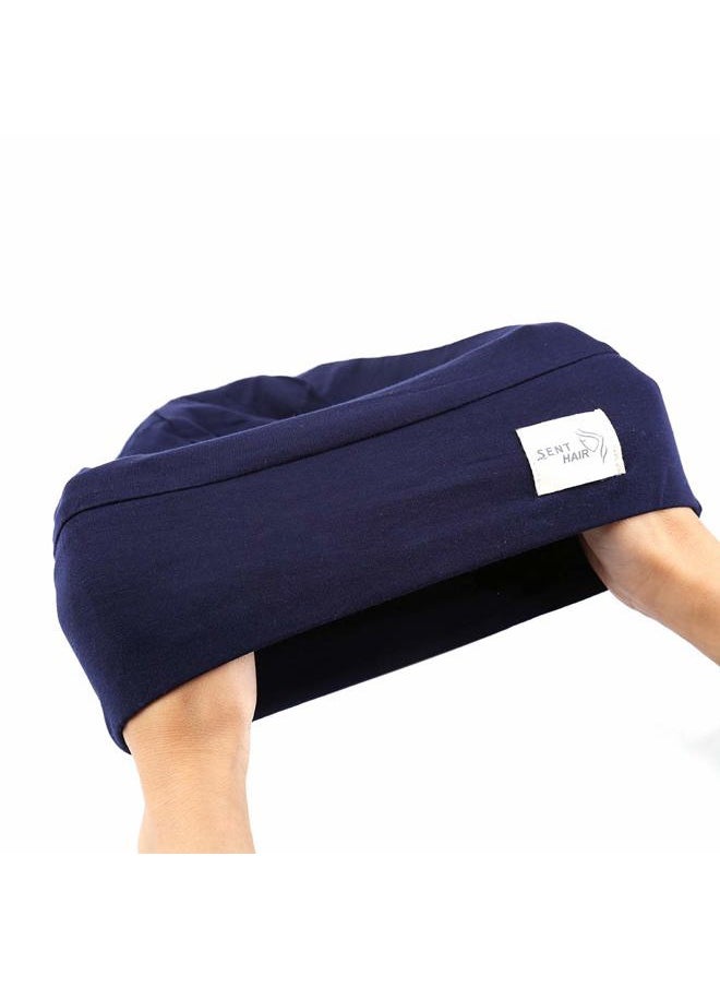 sent hair - Satin Lined Bonnet for Women Hair Cover, Adjustable Modal Cotton Slouchy Beanie, Night Sleeping Slap Cap for Long Curly Hair/Braids/Dreadlocks (Navy Blue) - Image 1