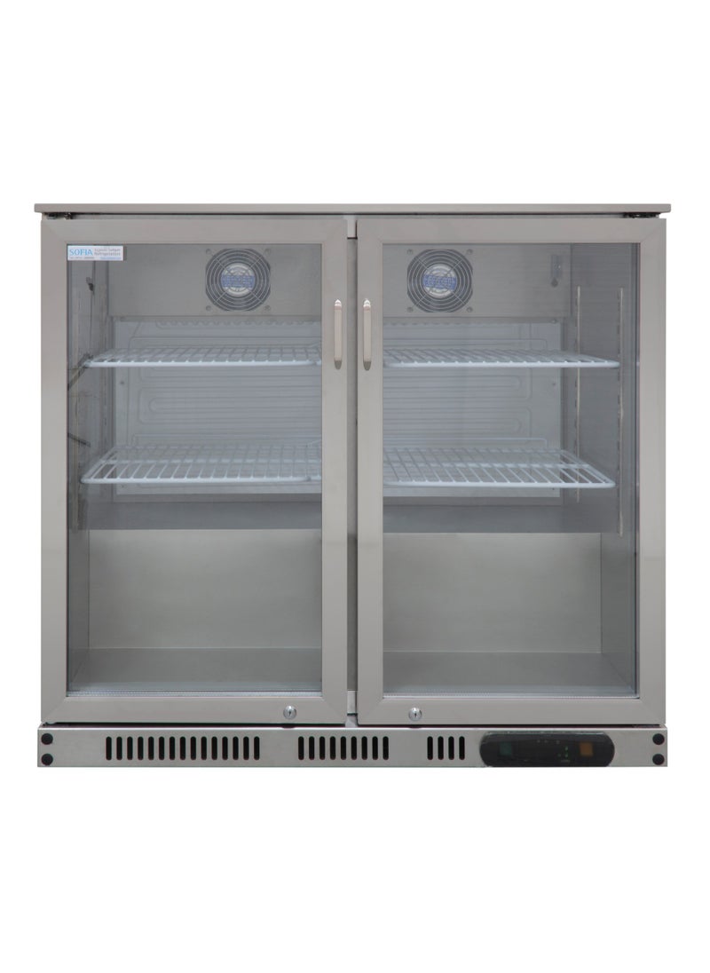 SOFIA REFRIGERATION Undercounter (2) Two Door Bottle Cooler, Low Noise Beverage Cooler, Small Refrigerator, Stainless Steel, 220 Liters Capacity  - Image 2
