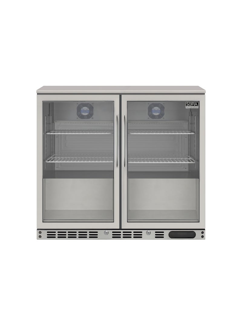 SOFIA REFRIGERATION Undercounter (2) Two Door Bottle Cooler, Low Noise Beverage Cooler, Small Refrigerator, Stainless Steel, 220 Liters Capacity - Image 2