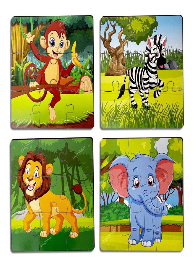 HighRoof Wooden Jigsaw Puzzle Games for Children & Kids Wooden Puzzle for 2 3 4 5 6Year Old Girls Boys Animals Jigsaw Puzzle(Pack of 4) - Image 1