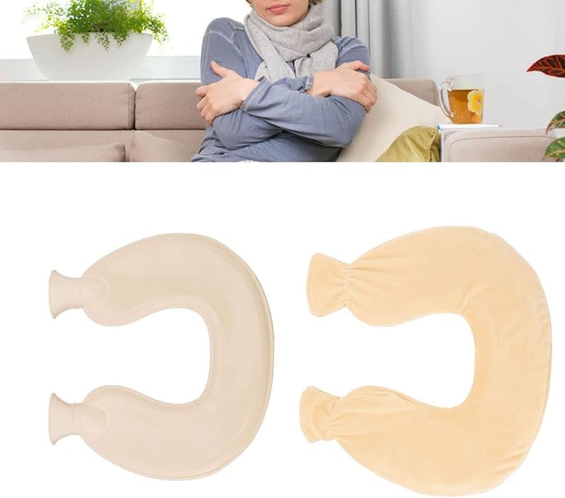 Yellow U Shaped Hot Water Bottle 1L With Soft Cover For Neck Shoulder Warm In Winter - Image 5