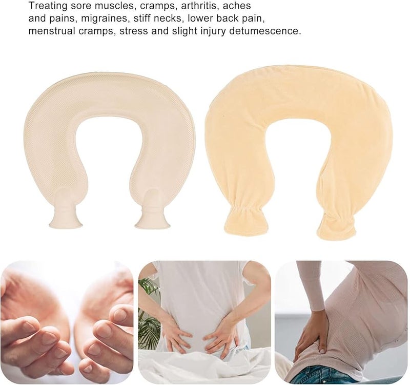 Yellow U Shaped Hot Water Bottle 1L With Soft Cover For Neck Shoulder Warm In Winter - Image 3