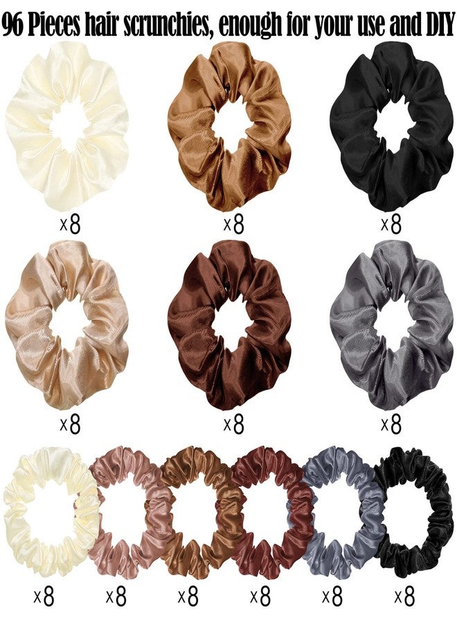Dingion 96 Pieces Satin Scrunchies Hair Tie Bulk Silk Elastic Ponytail Holders Ropes Comfortable Hair Bands Accessories for Girls Women Teens Birthday Gift(Colorful) - Image 3