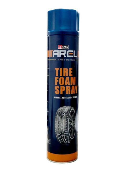 RACO Arel Tire Foam Spray | High-Gloss Shine & Deep Cleaning Tire Cleaner |Protects Against Cracking, Fading & UV Damage | Easy-to-Use Spray for Long-Lasting Results 750ml