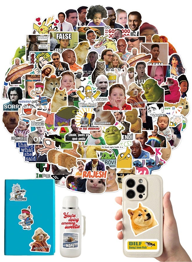 100Pcs Waterproof Stickers for Water Bottle, Laptop, Skateboard Computer, Phone,Cute Funny Meme Waterproof Vinyl Stickers for Kids Teens - Image 1