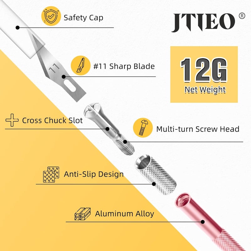 JTIEO Exacto Knife,74 Pack Hobby Knife with 4 Upgrade Sharp Hobby Knives and 70 Spare Exacto Knife Blades for Art,Stencil,Scrapbooking (Pink) - Image 3