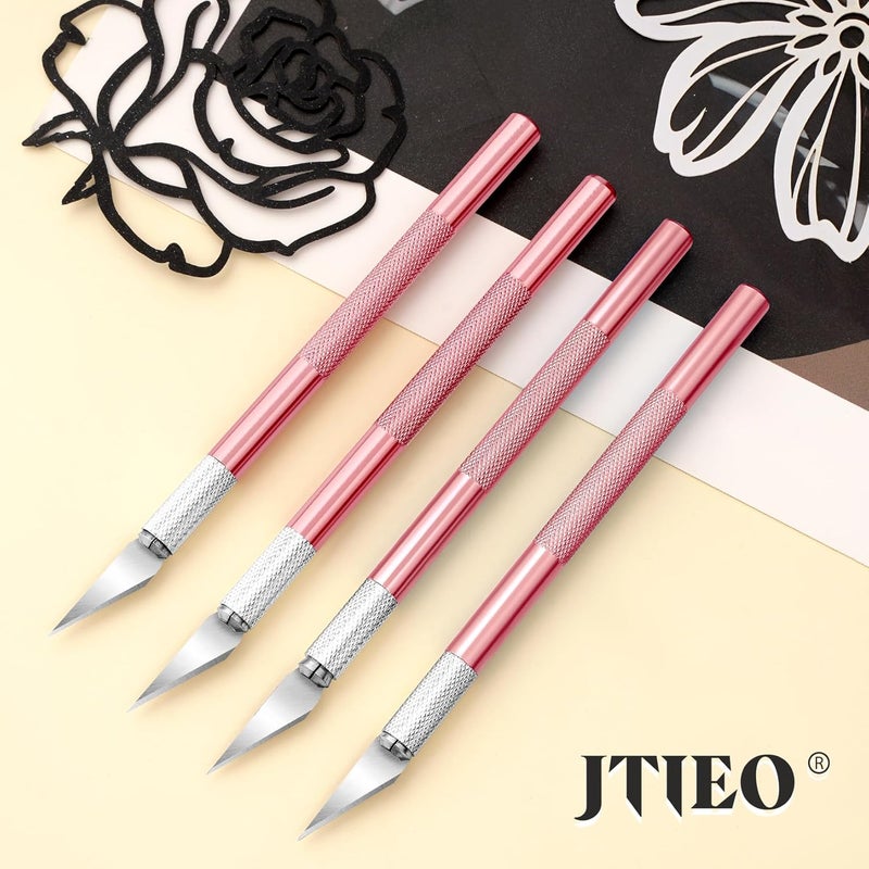 JTIEO Exacto Knife,74 Pack Hobby Knife with 4 Upgrade Sharp Hobby Knives and 70 Spare Exacto Knife Blades for Art,Stencil,Scrapbooking (Pink) - Image 2