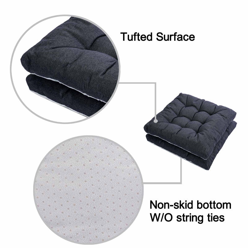 SEKUMDAN Outdoor Indoor Chair Cushions 20"x20" - Patio Furniture Cushion Set of 2 Comfortable Non-Slip Seat Pads Cover for Wicker Adirondack Deck Rocking Metal Chairs Universal Fit (2, Dark Grey) - Image 5